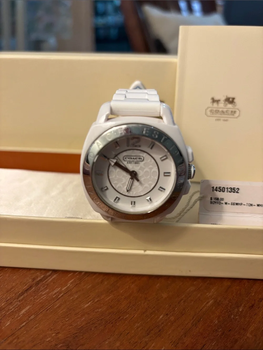 Coach watch with White Silicone strap with Multicolor Floral Inner Strap - Picture 2 of 5